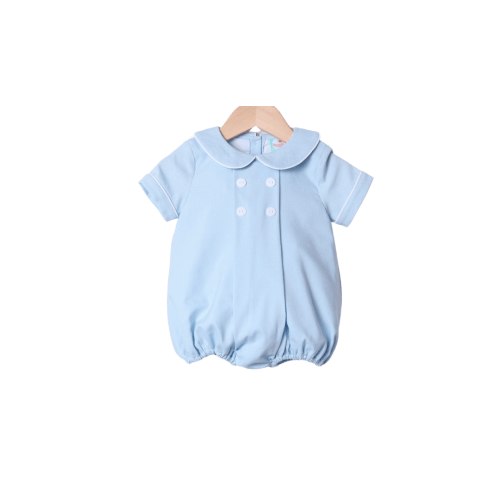 Blue Linen Classic Button Bubble