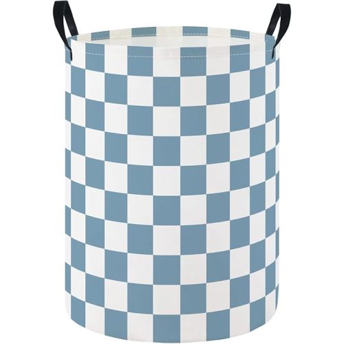 Baby Laundry Hamper Basket Baby Hamper for Nursery Boy and Girl Cute Kids Toys Storage Bin Organizer Boho Room Decor(Blue Checkered)