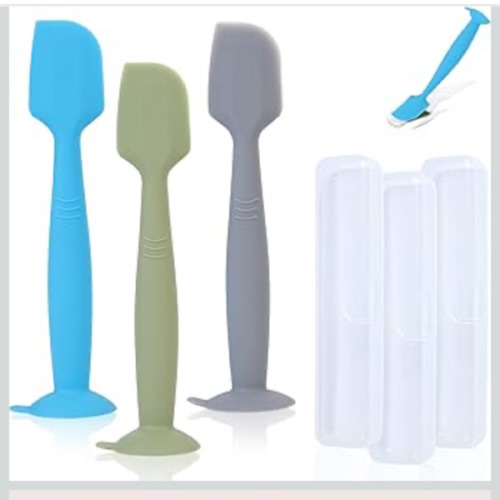 babove Baby Diaper Cream Spatula Applicator 3 Pack(with 3 Travel Case), Butt Paste Spatula Soft Silicone,Diaper Rash Cream Applicator, Baby Essentials Must Haves Newborn Stuff (Green Grey Azure)