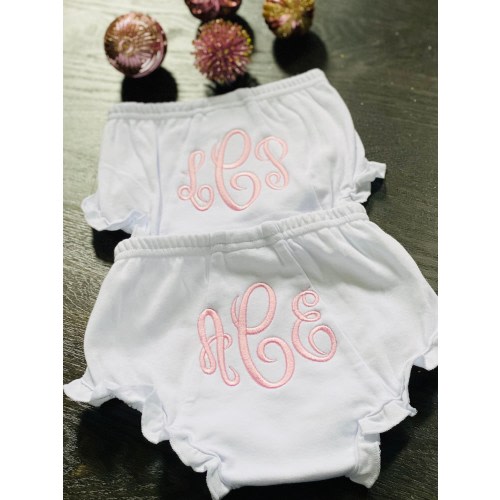 Monogrammed Ruffle Baby Bloomers~Monogrammed Bloomers~Baby Bloomers