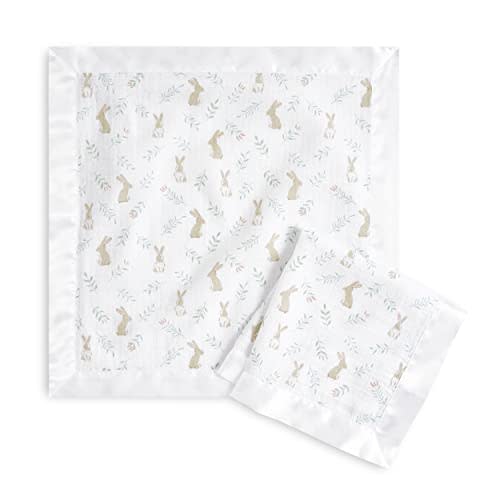 aden + anais Essentials Issie Security Blankets, Super Soft 100% Cotton Muslin, 2 Pack, Blushing Bunnies