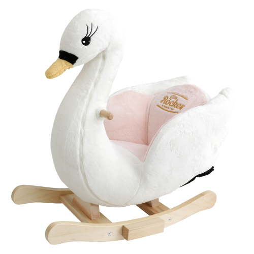 Gerardo's Toys: Little Rockers - Swan - Wooden Plush Ride-On Rocking Animal Toy, Plays Music, Removable Soft Fabric Cover, Toddler & Kids Ages 24mo+