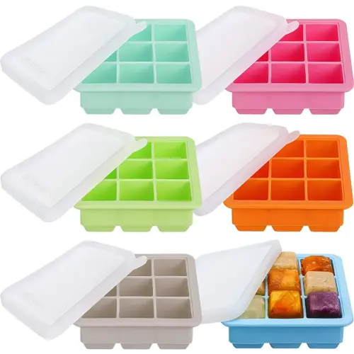 2 Pieces Breastmilk Storage Container Baby Food Milk Silicone Freezer Trays  with Lid Breastmilk Freezer Tray Organizer Ice Trays Silicone Breastmilk