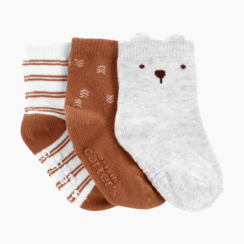 Booties (3 Pack) - Bears/Brown/Stripes