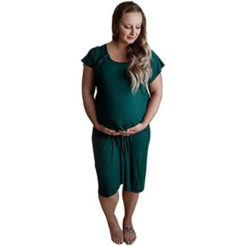 Three Little Tots Mommy Labor and Delivery Gown - Stretchy Soft Maternity and Nursing Nightgown