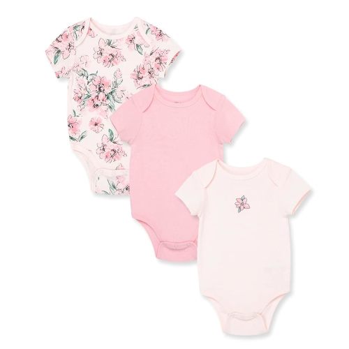 Little Me Clothes for Baby Girls’ 3-Pack 100% Cotton Bodysuits with Full Snap Closures, Baby Essentials, Newborn to 9 Months