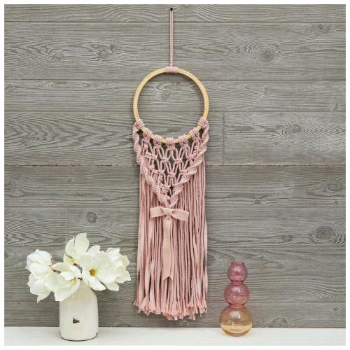 Macrame Hoop With Bow Wall Decor