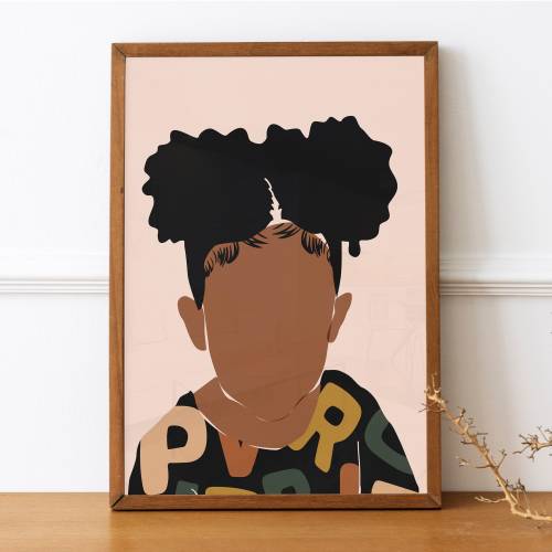 Afro Puffs Art Print, School, Children Art, African American Art, Butterfly Art, Little Girl Art, Black Art, Kids Art, Black Girl Magic Art