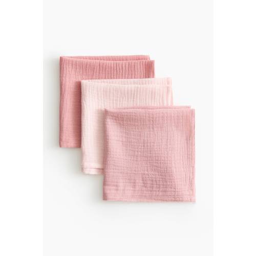 3-Pack Muslin Cloths - Powder pink/dusty rose - Kids | H&M US