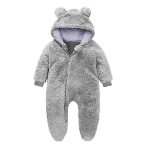 ZyeKqe Winter Baby Clothes keep Warm Fleece Thick 1sie Ear Hooded Jumpsuits Newborn Boys Girls Romper Kids Coats Jackets