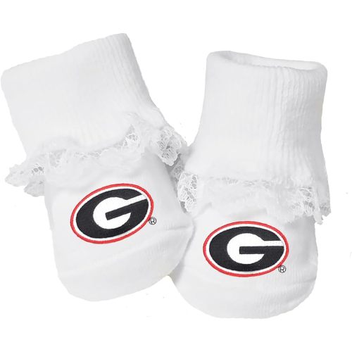 University of Georgia Bulldogs Baby Toe Bootie Socks with Lace