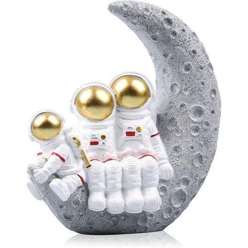 Creative Astronaut Decor Family Sculptures, Astronaut Family of 3 Figurines, Space Decor for Boys Room Space Themed Bedroom Decor, Desktop Decor, Shelf Decor, Gifts for Space Lovers