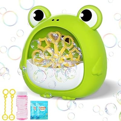 Frog Bubble Machine Toys for Kids 3-8 Years Old: Bubble Blower Maker with 2 Solutions, Outdoor Party Toy, Birthday Gift for 3 4 5 6 7 8 Year Old Girls Boys
