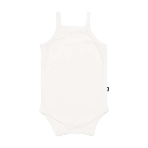 Ribbed Spaghetti Strap Bodysuit in Cloud