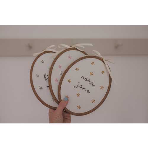 Hand Embroidered FLORAL Custom Name Hoop | Personalized Baby Gift | Nursery Decor 5 x 7