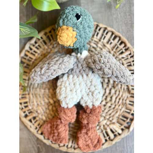 Mallard duck Lovey, Baby Lovey Blanket, Farm Animal Nursery Decor, Baby Snuggle Animal, duck knotted Lovey, baby shower gift