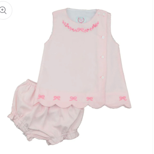 Pink Embroidered Scalloped Diaper Set – Cecil & Lou