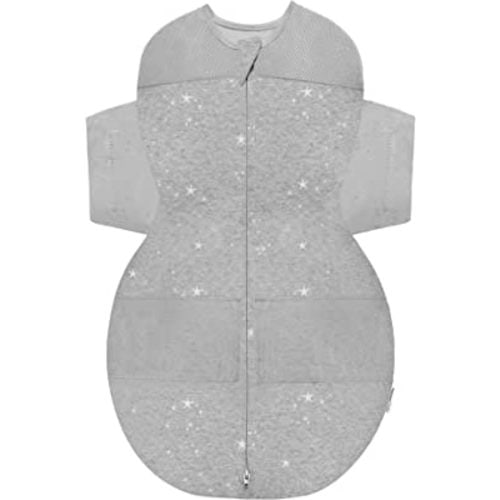 Happiest Baby SNOO Sleep Sack - 100% Organic Cotton Baby Swaddle Blanket - Doctor Designed Promotes Healthy Hip Development (Graphite Stars, Medium)