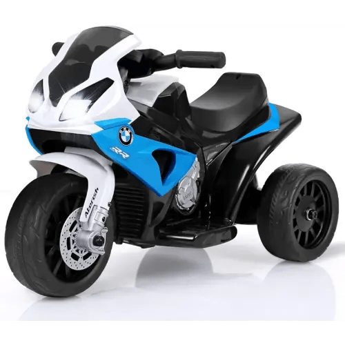 Costzon Kids Ride on Motorcycle, Licensed BMW 6V Battery Powered 3 Wheels Motorcycle Toy for Children Boys & Girls, Electric Ride on Motorcycle w/Headlights &Music, Pedal (Blue)