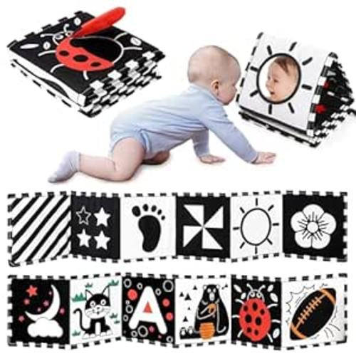Black and White Baby Toys, High Contrast Newborn Toys 0-3 Months Brain Development, Tummy Time Toys, Soft Baby Book, Infant Sensory Toys 0-6-12 Months Visual Stimulation Montessori Toy Gift : Toys & Games