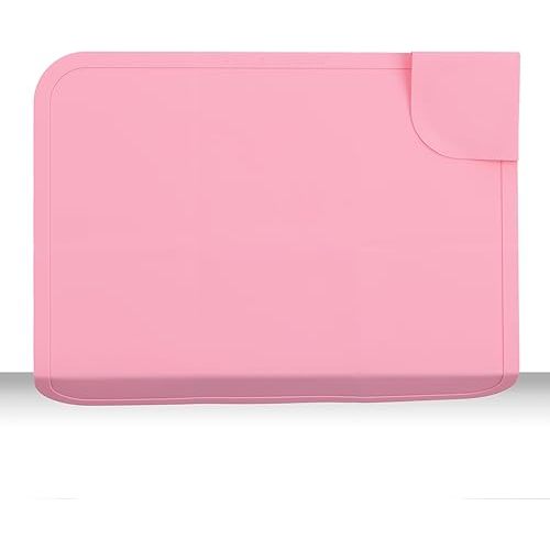 Bella Tunno Wonder Mat – Toddler and Baby Placemats, BPA Free Silicone Placemat with Non-Slip and Corner Pocket Design for Folding and Storing, Baby Must Haves (Flamingo)