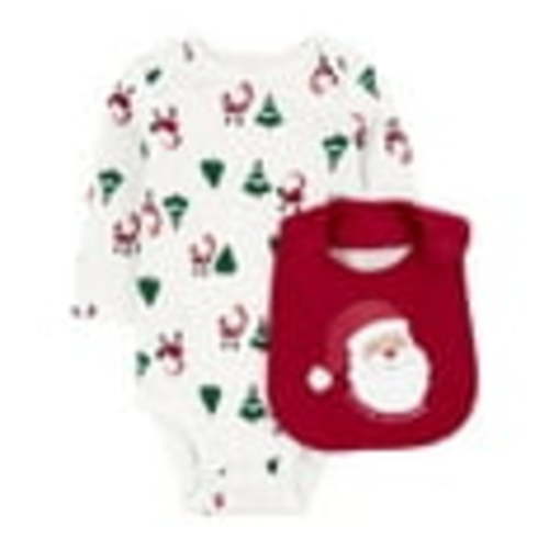 Carter's Child of Mine Baby Unisex Holiday Bodysuit and Bib Set, 2-Piece, Sizes Newborn-12 Months