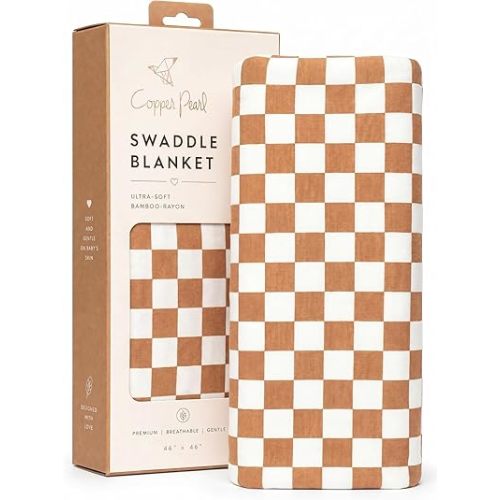 Copper Pearl Swaddle Blankets for Newborns | Soft Stretchy Receiving Blankets for Boys and Girls | Large 46 x 46 Inch Baby Blankets | Lightweight and Breathable Swaddles | Rad