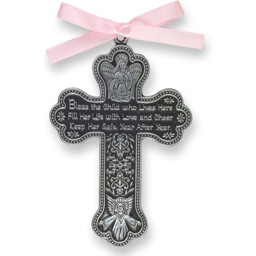 Cathedral Art CM7 Baby Girl Cross Crib Medal, 3-Inch High, Metal