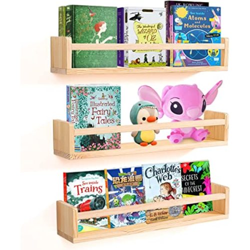 Amazon.com: Esonal 24 Inch Wall Mounted Floating Bookshelf Floating Shelf 3 Piece Set Solid Wood Wall Shelf Suitable for Kitchen Organizer Bedroom Storage Living Room Display : Home & Kitchen