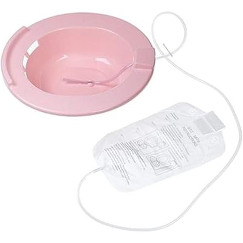 Carex Health Brands Sitz Bath, Over-the-Toilet Perineal Soaking Bath for Hemorrhoidal Relief, Ideal for Post-Episiotomy Patients, Pink, 3 Piece Set