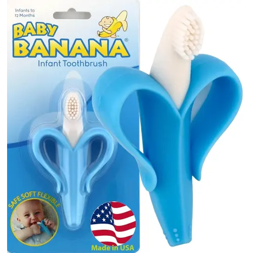 Baby Banana - Blue Banana Toothbrush, Training Teether Tooth Brush for Infant, Baby, and Toddler