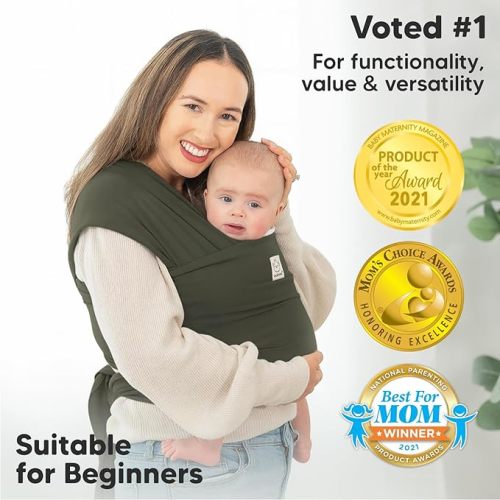 KeaBabies Baby Wrap Carrier - All in 1 Original Breathable Baby Sling, Lightweight,Hands Free Baby Carrier Sling, Baby Carrier Wrap, Baby Carriers for Newborn, Infant, Baby Wraps Carrier (Forest) - One Size (Pack of 1)
