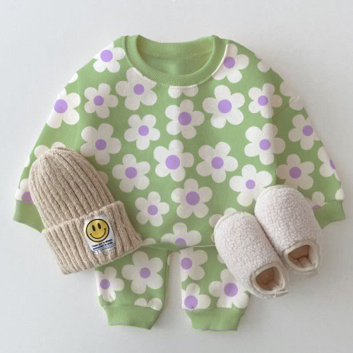 Baby Green Floral Sweatshirt 2-piece Set