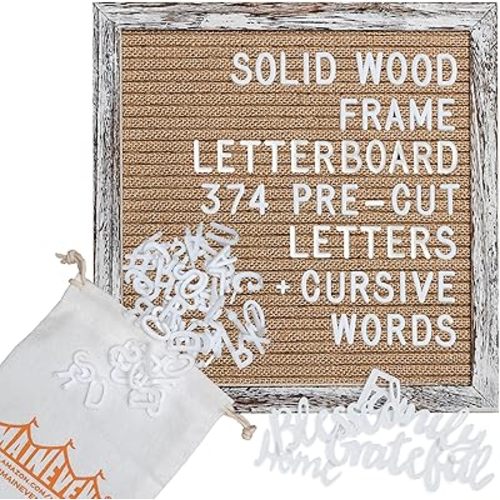Burlap Letter Board Farmhouse Decor 10x10 Inch - Interchangeable Letter Board Classroom Decor, Farmhouse Office Decor, Farmhouse Letterboard Custom Signs Home Decor Pregnancy Announcement, Farm Décor