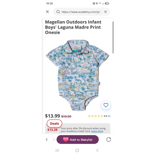Magellan Outdoors Infant Boys' Laguna Madre Print Onesie | Academy