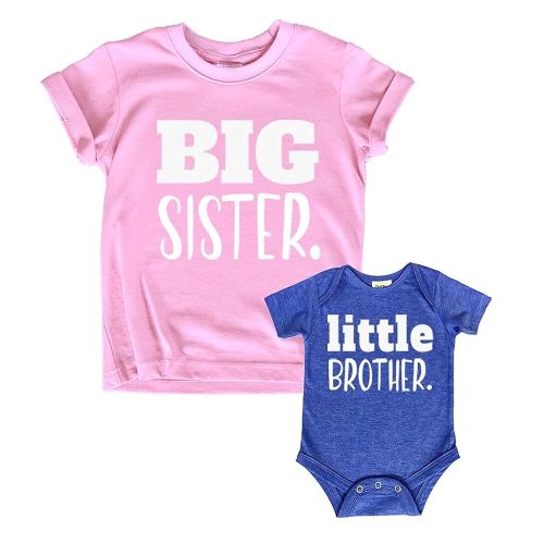 Big Sister Little Brother Outfit Matching Shirts Sets Baby Newborn Outfits Shirt