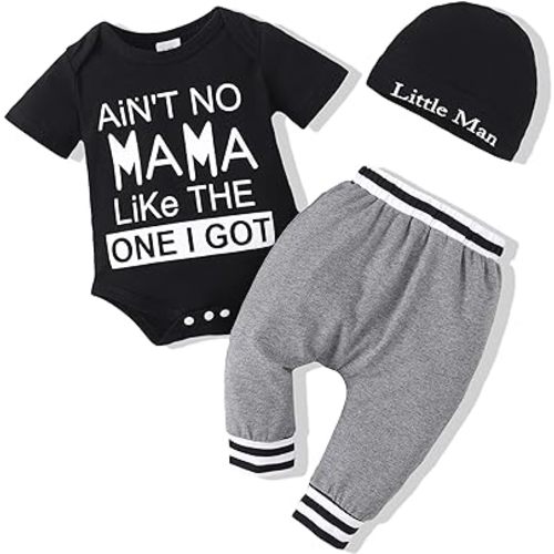 Renotemy Newborn Infant Baby Boy Clothes Outfits New to The Crew Outfits Long Pants Toddler Baby Boy Clothes Set