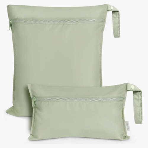 haakaa Waterproof Wet Bags for Baby Wet Dry Bags for Cloth Diaper, Swimsuit & Travel, 2pcs, Grass