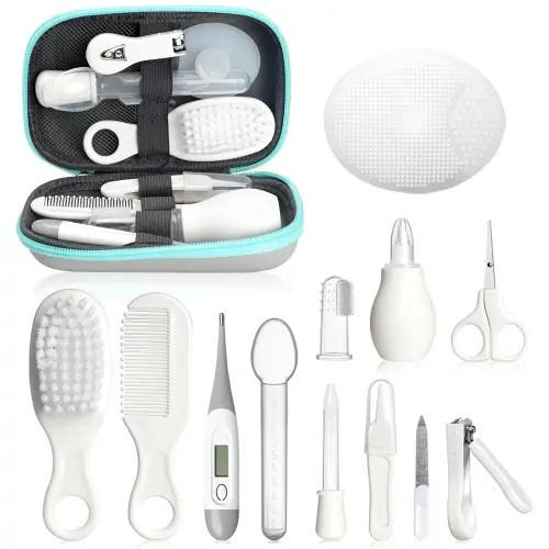 Baby Healthcare and Grooming Kit, Portable Baby Safety Care Set, Baby Essentials kit for Newborn(Grey White 13 in 1)