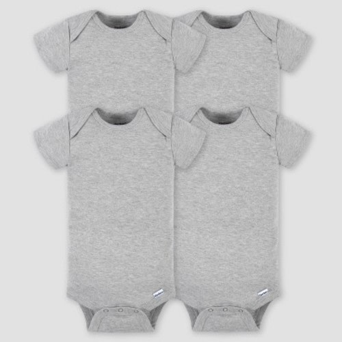 Gerber Baby 4pk Short Sleeve Onesie - Gray 0-3M