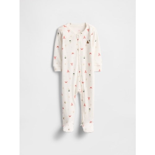 Baby Print Two-Way Zip One-Piece White Lobsters