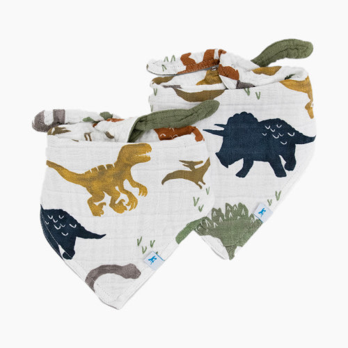 Little Unicorn Cotton Muslin Reversible Bandana Bib (2 Pack) - Dino Friends