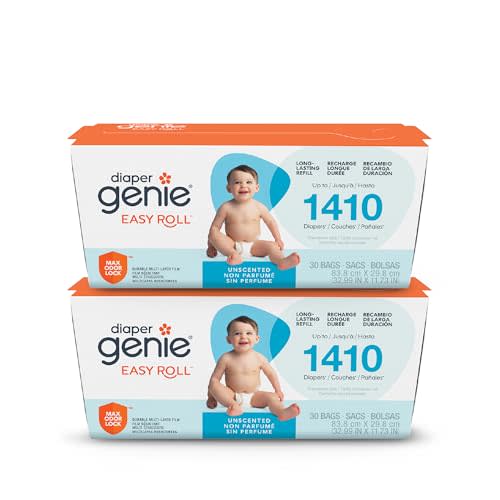 Diaper Genie Easy Roll Carton Refill (2-pack)| 30 Bags | Holds 1410 Newborn Diapers | Odor Control | Fits Signature & Platinum Pails