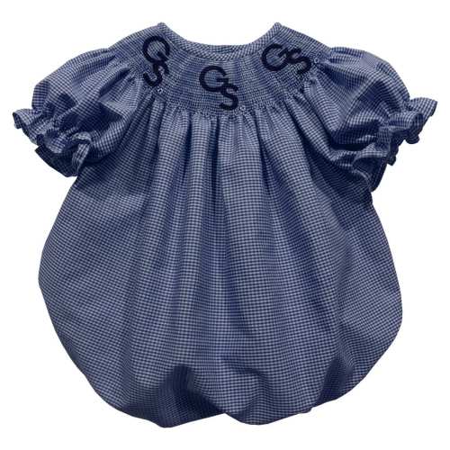Georgia Southern Eagles Smocked Navy Gingham Short Sleeve Girls Bubble