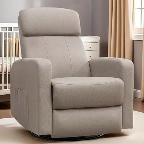 Power Swivel Recliner Chairs for Adults, Electric Glider Rocking Chair Nursery, Glider Recliner Nursery Chair with Classified Side Pocket, Nursery Rocking Chairs with USB and Type-C Ports