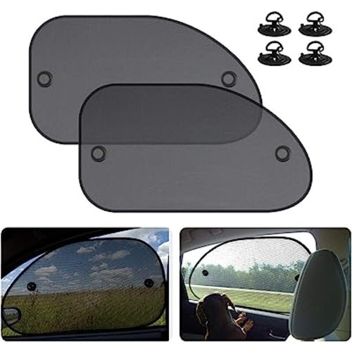 2 Pack Universal Car Window Shade, Cling Sunshade - Sun, Glare and UV Rays Protection for Your Child - Baby Side Window Car Sun Shades, Blocks Over 98% of Harmful UV Rays (Large)