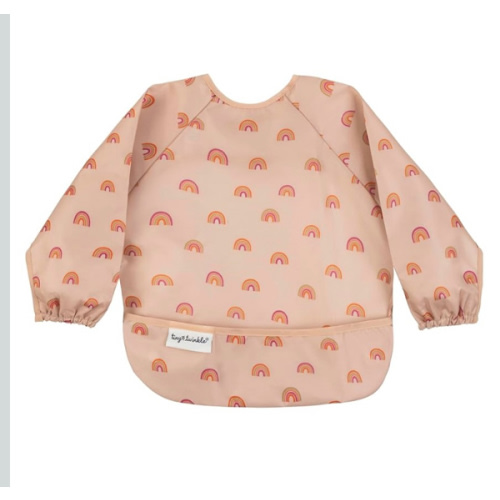 Tiny Twinkle Mess Proof Baby Bib,Waterproof Smock Baby Bib for Eating,Machine Washable Long Sleeve Bib,Baby Led Weaning,Toddler Bib,BLW Supplies(Boho Rainbow, Small 6-24 Months)
