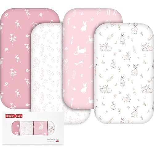 Gllquen Baby Bedside Sleeper Bassinet Sheets 33x20 Inch 4 Pack Girl Boy
