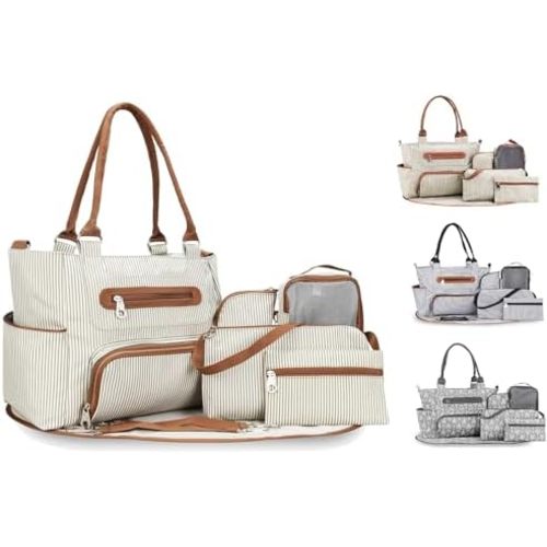 8Pcs Baby Nappy Diaper Bags Set for Mom Dad Mummy Handbags Multifunctional Diaper Changing Bags