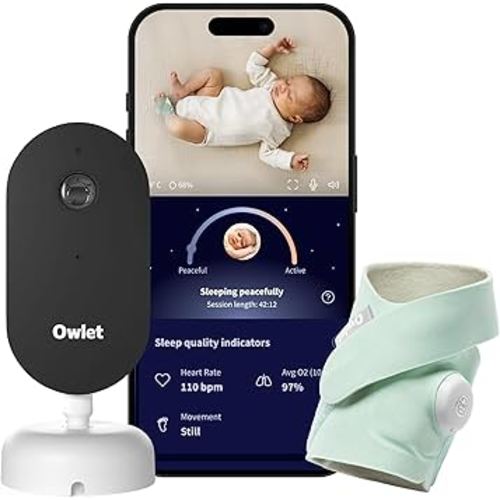 Owlet Dream Duo (3rd Gen) – Smart Baby Monitor with Sock & HD Video Cam, Tracks Pulse Rate, Oxygen Trends & Sleep, 2K HD Video, Cry & Motion Alerts, Temp Monitoring - Mint